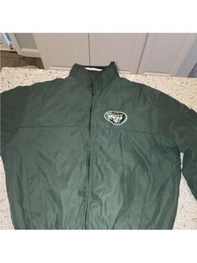 Men's Dark Green Full-Zip Varsity-Style Bomber Jacket